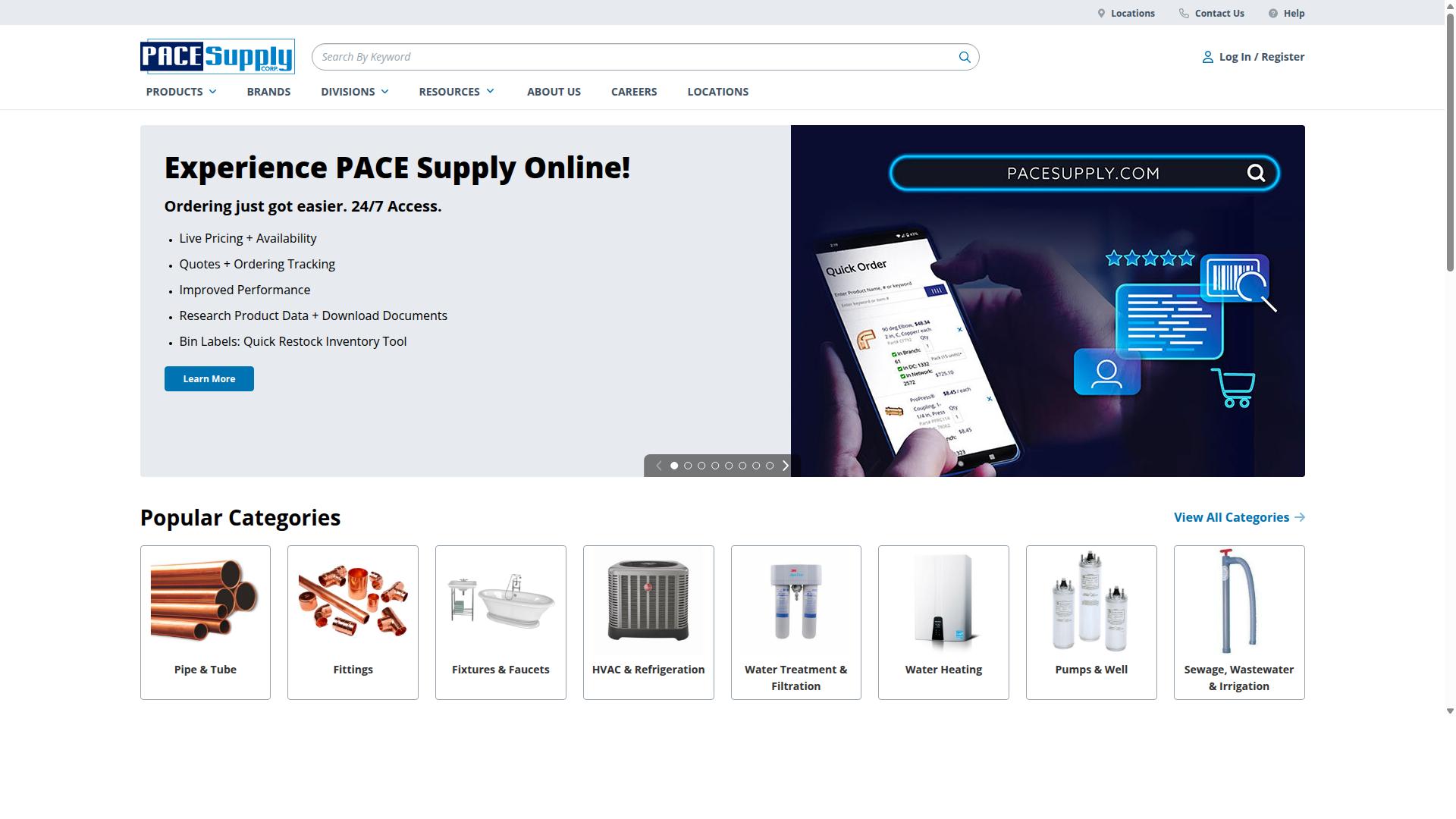 PACE Supply website