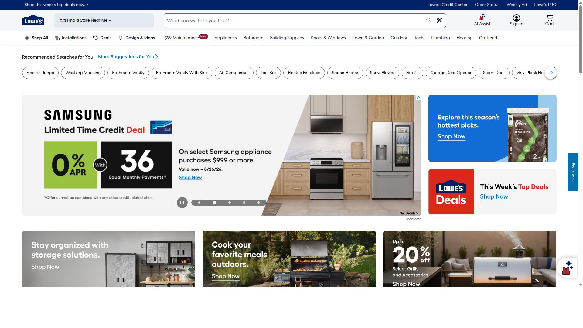 Lowe's website